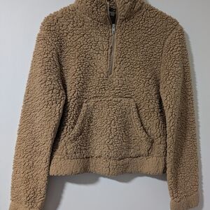 Garage Tan Sherpa Cowl Neck Sweater